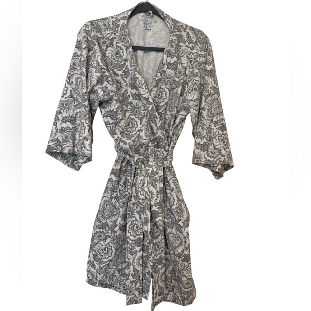 Vera Bradley Cream and Blue Cotton Blend Robe - Picture 1 of 6